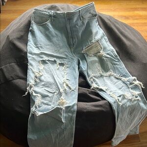 Hollister Light Blue Distressed Flare Jeans